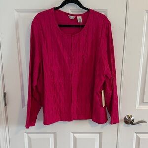 Laura ashley pink long sleeve jacket Size 3X Cotton/Linen PLeated Hook&eye Close